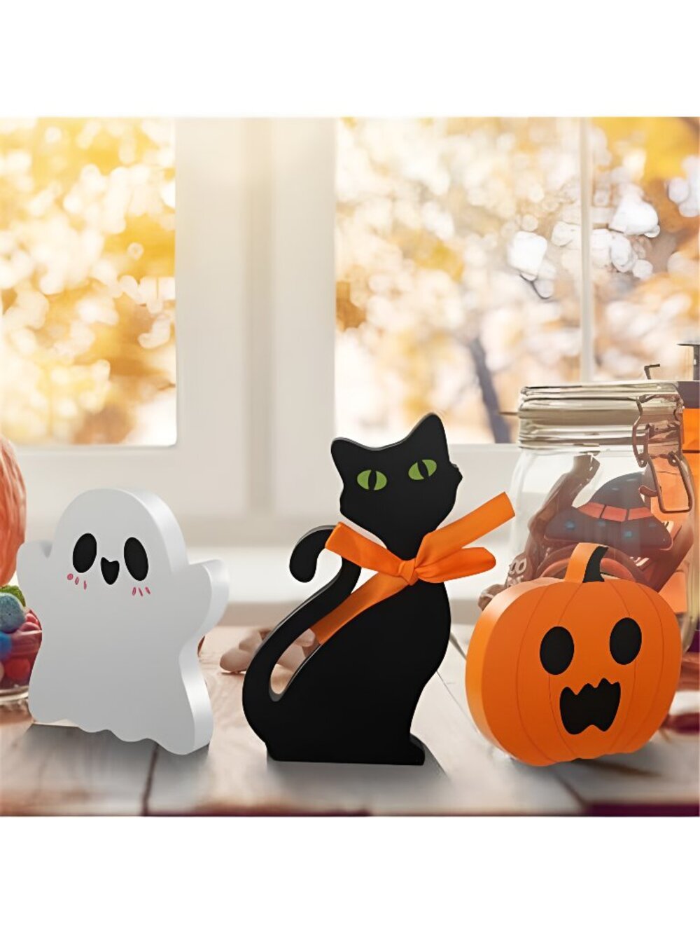 3 Pcs Halloween Decorations Indoor, Cute Ghost Halloween Decor Table Signs